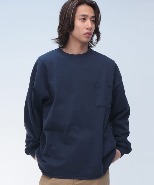 Goodwear（グッドウェア） tシャツ 袖リブ ポケット クルーネック 長袖 