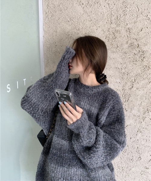 「by muni:r」 長袖ニット FREE ブルー レディース_画像3