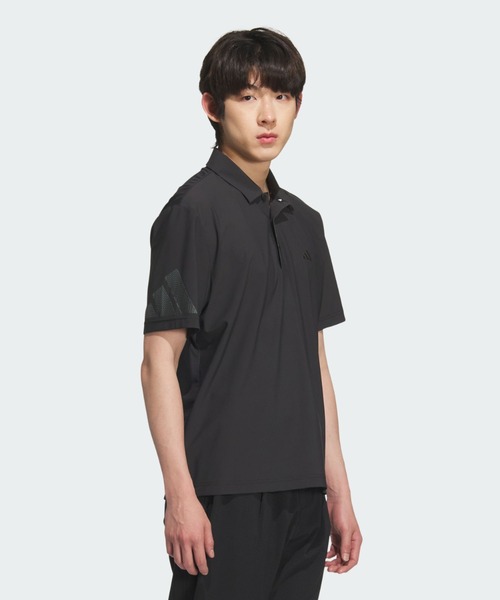 adidas ブラック ポロシャツ 半袖 adidas ポロシャツ アディゼロ バックプリント 半袖シャツ