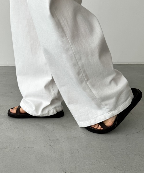 CANAL JEAN パンツ El mar ベルト付ツイルタックパンツ