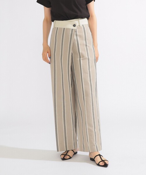 Demi-Luxe BEAMS ベージュワイドパンツ サイズ36 Demi-Luxe BEAMS パンツ ラップ タック ワイドパンツ レディース