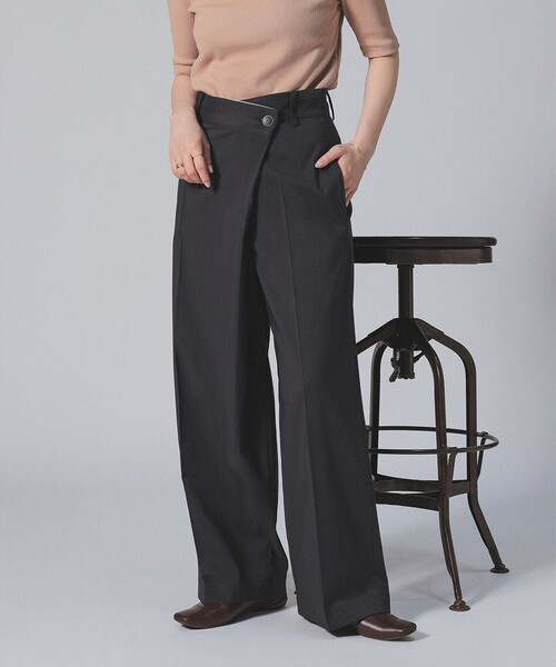 Demi-Luxe BEAMS パンツ ラップ タック ワイドパンツ レディース