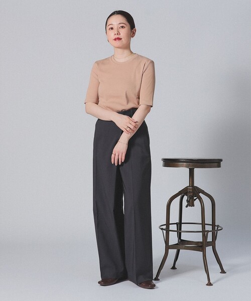 Demi-Luxe BEAMS パンツ ラップ タック ワイドパンツ レディース