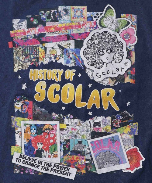 ScoLar - スカラー152619：スカラーちゃんヒストリー柄 チュール重ねプルオーバー 152619：スカラーちゃんヒストリー柄 チュール重ねプルオーバー