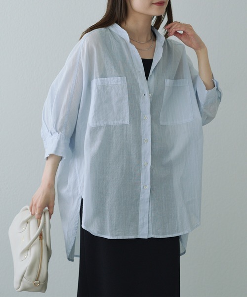 pual ce cin ブラウス シャツ 「25th」ストライプコットン
