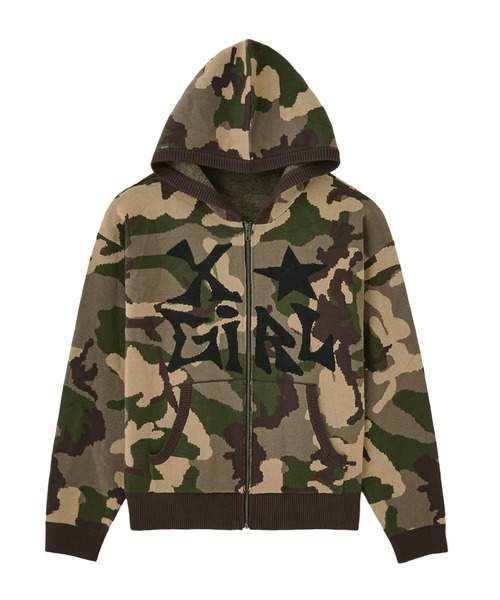 X-girl（エックスガール） ニット セーター JACQUARD KNIT ZIP UP