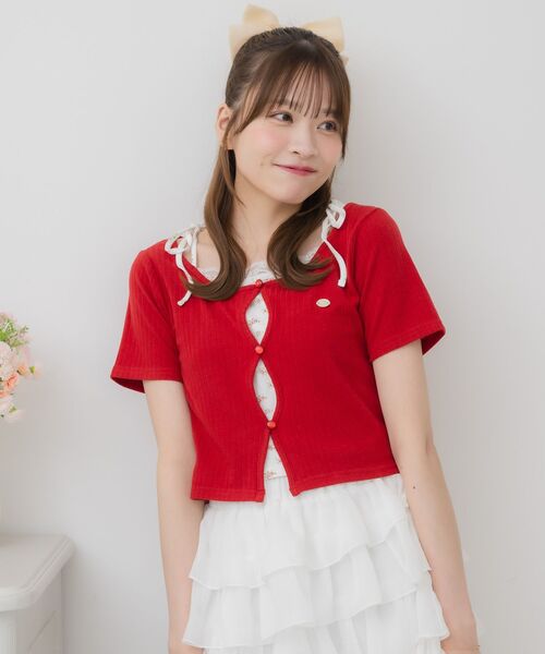 Emsexcite（エムズエキサイト） tシャツ 肩リボンキャミドッキングCT