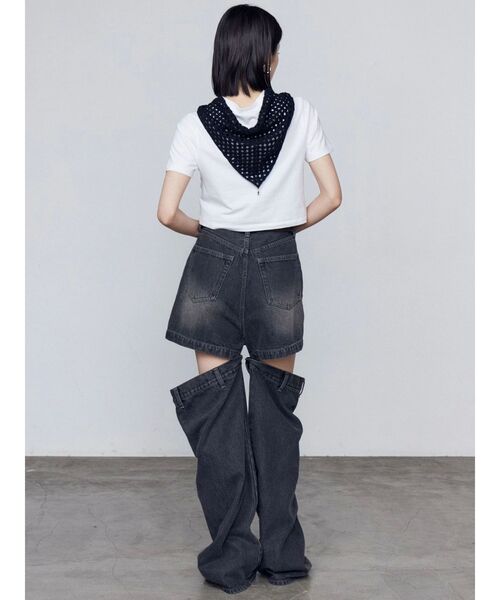 ELF SACK キュート レース ルーズ デニムパンツ ジーンズ ab220079-1-1.jpg