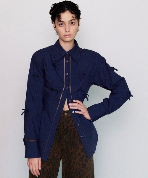 「MAISON SPECIAL」 長袖シャツ FREE ネイビー レディース