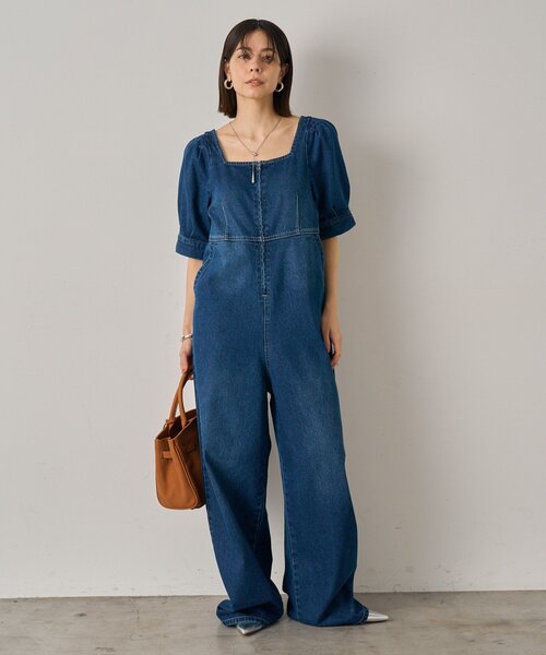 Loungedress ワンピース デニムパフオールインワン : ZOZOTOWN