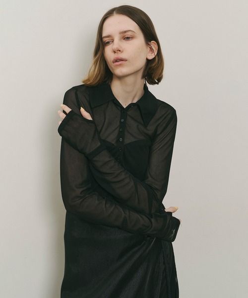 「LA BELLE ETUDE」 長袖ポロシャツ FREE ブラック レディース