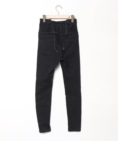 「EMODA」 加工スキニーデニムパンツ 2 ブラック レディース