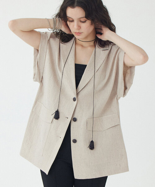 「THE PAUSE」 テーラードジャケット FREE ネイビー レディース_画像2