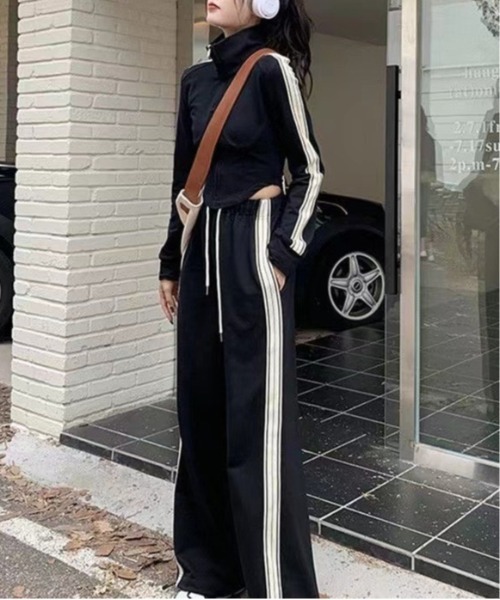 ジャージ クロップドライントラックジャージジャケット×ラインジャージ