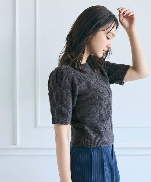 ニット セーター ヤク風ケーブル半袖ニット レディース | coca | 06