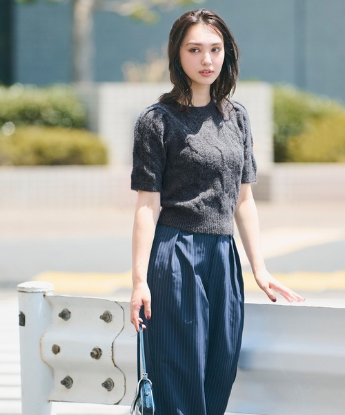 ニット セーター ヤク風ケーブル半袖ニット レディース | coca | 08