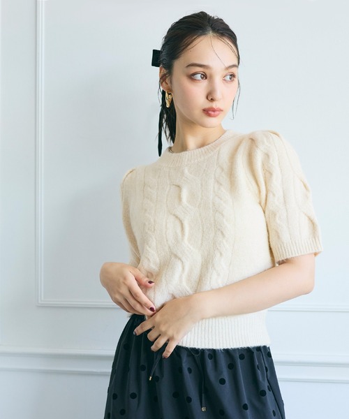 ニット セーター ヤク風ケーブル半袖ニット レディース | coca | 10
