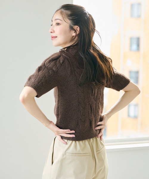 ニット セーター ヤク風ケーブル半袖ニット レディース | coca | 19