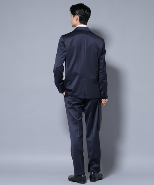 ナノユニバース スリーピース セットアップ シルク 光沢感 ネイビー　46 大人気セットアップ】｢Damerino Select｣ ウールシルクベネシャン