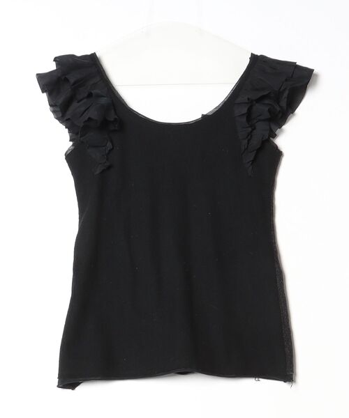 「REKISAMI」 フリルノースリーブトップス 36 ブラック レディース_画像2