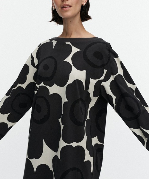マリメッコ 総柄 7分袖 チュニック XS ブラック系 marimekko ワンピース カットソー レディース 楽天市場】マリメッコ 七分袖 総柄 チュニック XS ブラック系