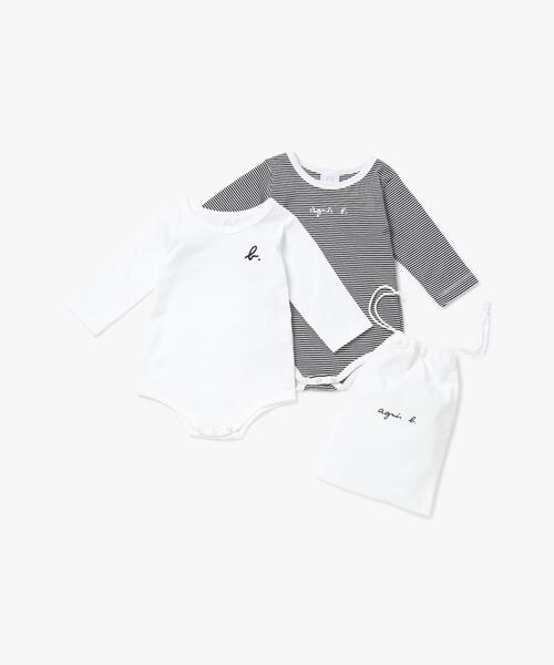 agnes b.（アニエスベー） ベビー服 ロンパース ベビー ロゴ ボーダー