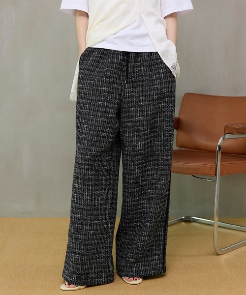 【美品】MAISON SPECIAL ツイードワイドパンツ サイドライン 36 MAISON SPECIAL（メゾンスペシャル） パンツ Side-Lined Tweed Easy