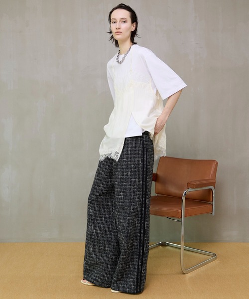 【美品】MAISON SPECIAL ツイードワイドパンツ サイドライン 36 MAISON SPECIAL（メゾンスペシャル） パンツ Side-Lined Tweed Easy