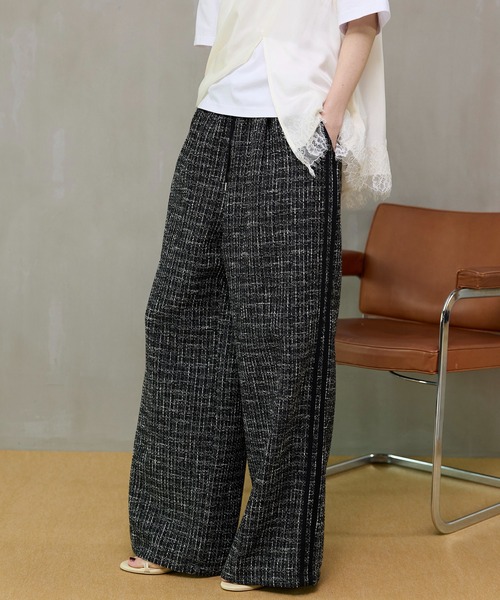 パンツ Side-Lined Tweed Easy Pants/サイドラインツイードイージーパンツ レディースの画像