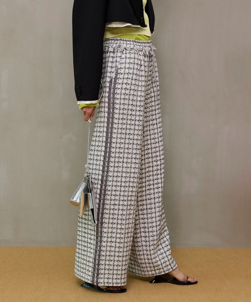 【美品】MAISON SPECIAL ツイードワイドパンツ サイドライン 36 MAISON SPECIAL（メゾンスペシャル） パンツ Side-Lined Tweed Easy