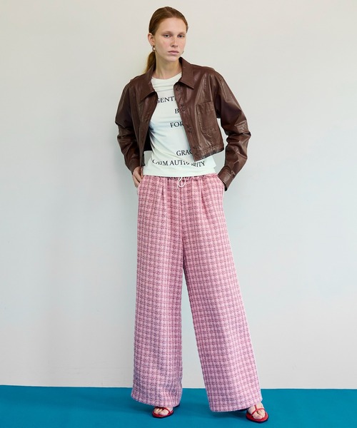 パンツ Side-Lined Tweed Easy Pants/サイドラインツイードイージーパンツ レディースの画像
