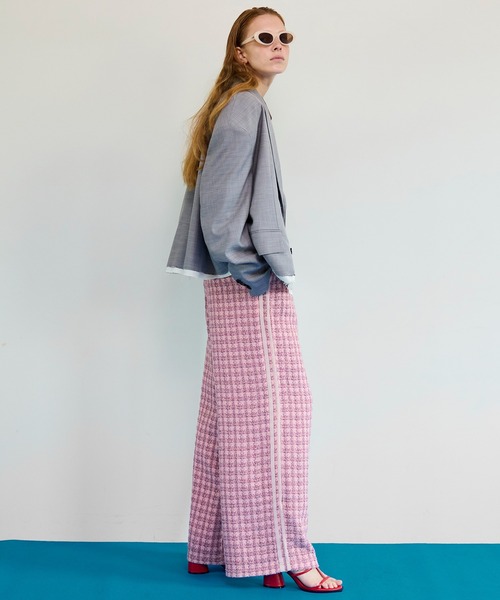 パンツ Side-Lined Tweed Easy Pants/サイドラインツイードイージーパンツ レディースの画像