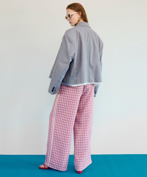 パンツ Side-Lined Tweed Easy Pants/サイドラインツイードイージーパンツ レディースの画像