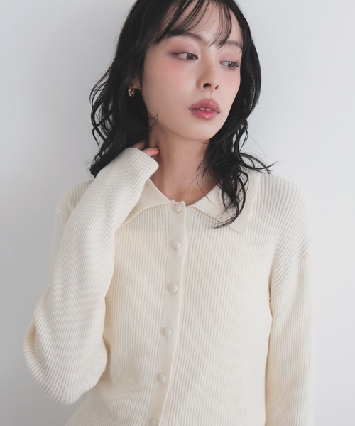 LIAN（リアン） ニット セーター クルミボタンリブポロニット