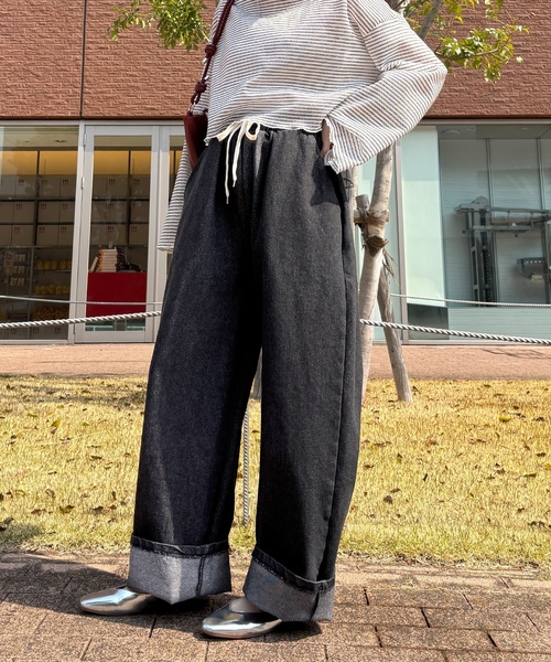 「ISOOK」 デニムパンツ FREE ライトブルー レディース_画像3