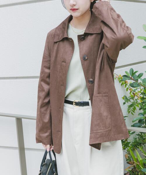 【XL】sears レザーショップ スエードジャケット　チェスターコート　くるみ ITEMS URBANRESEARCH（アイテムズ アーバンリサーチ） コート アウター