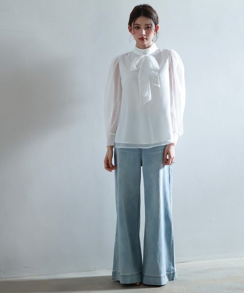 「SAISON DE PAPILLON」 長袖ブラウス L ピンクベージュ レディース_画像2