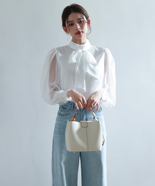 「SAISON DE PAPILLON」 長袖ブラウス L ピンクベージュ レディース_画像3