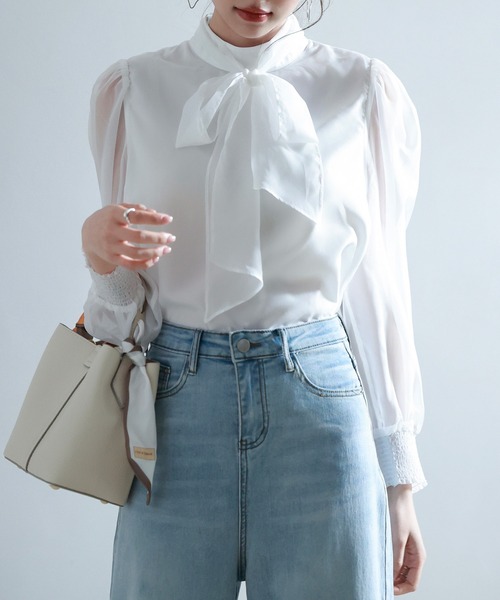 「SAISON DE PAPILLON」 長袖ブラウス L ピンクベージュ レディース_画像6