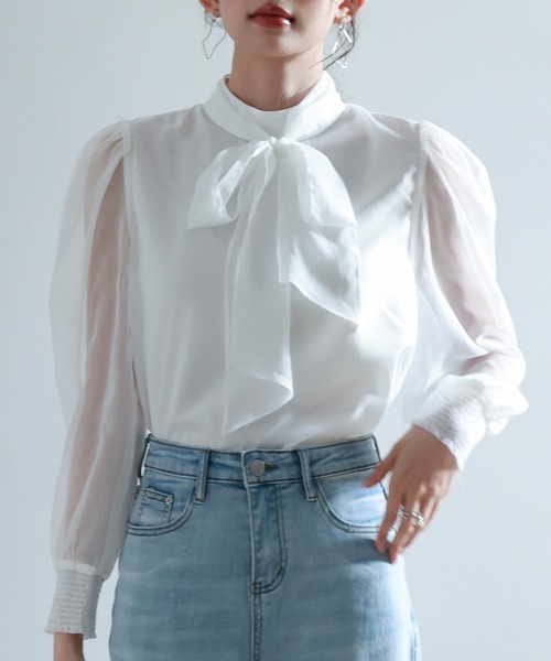 「SAISON DE PAPILLON」 長袖ブラウス L ピンクベージュ レディース_画像8