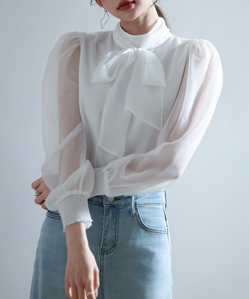 「SAISON DE PAPILLON」 長袖ブラウス L ピンクベージュ レディース_画像9