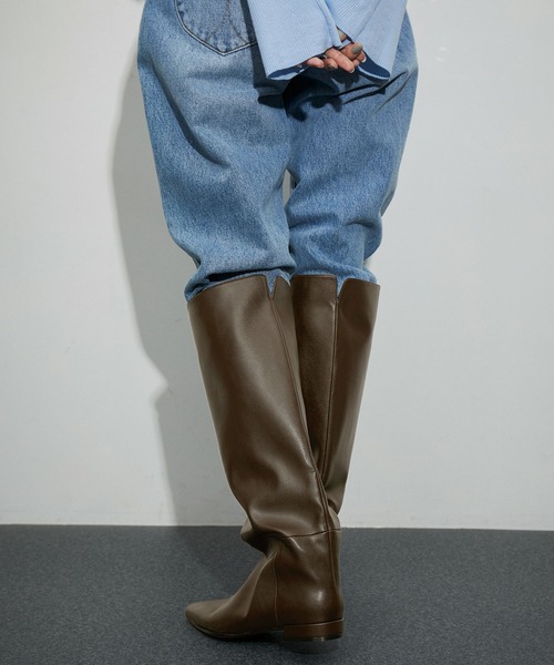 「ADAM ET ROPE'」 ロングブーツ 23.0cm ダークブラウン レディース_画像4