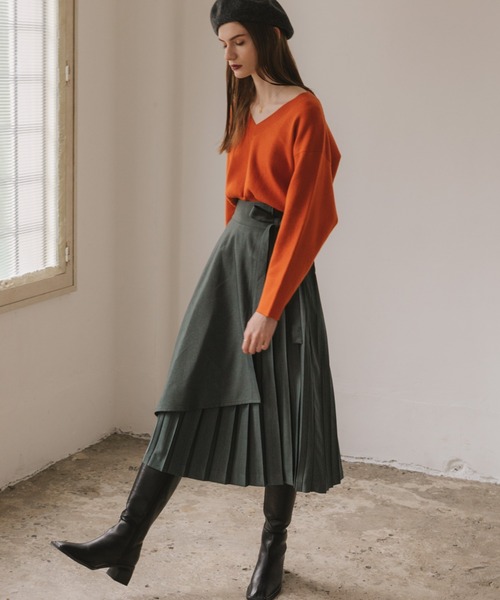 「Cheek」 長袖ニット MEDIUM オレンジ レディース_画像5
