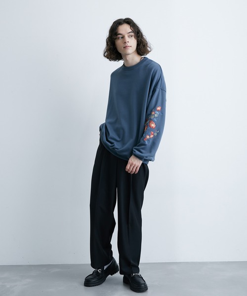 「JUNRED」 スウェットカットソー M ブルー メンズ_画像7