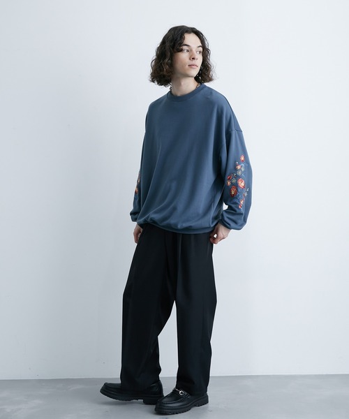 「JUNRED」 スウェットカットソー M ブルー メンズ_画像8