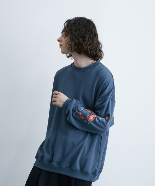 「JUNRED」 スウェットカットソー M ブルー メンズ_画像9