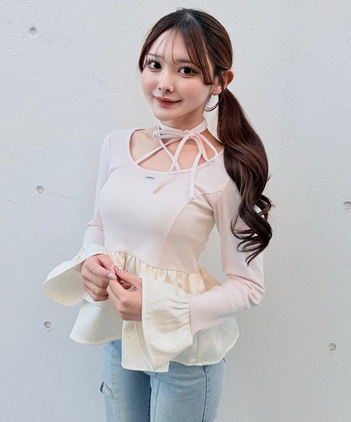 NOMAE（ノーマエ） tシャツ ストーンドットペプラムトップス