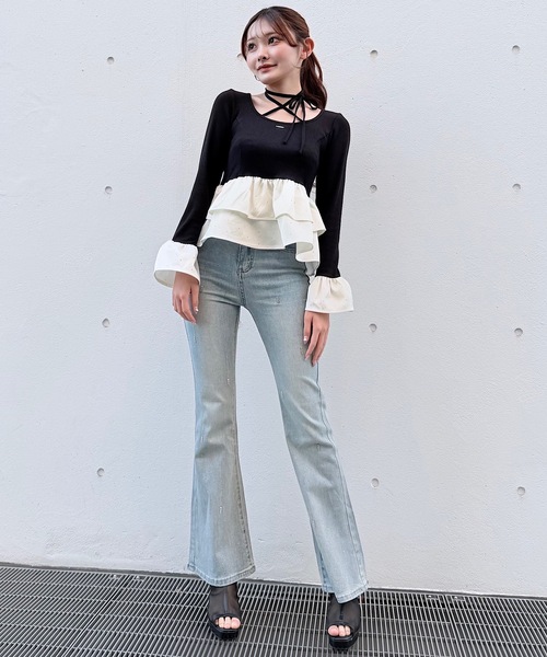 NOMAE（ノーマエ） tシャツ ストーンドットペプラムトップス
