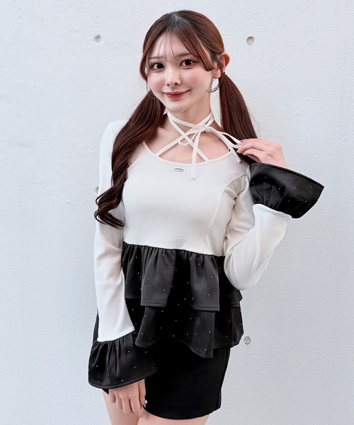 NOMAE（ノーマエ） tシャツ ストーンドットペプラムトップス