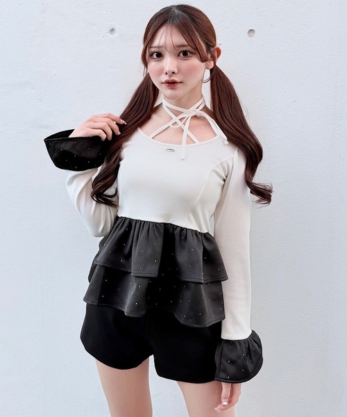 NOMAE（ノーマエ） tシャツ ストーンドットペプラムトップス